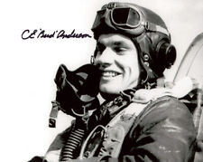CLARENCE BUD ANDERSON SIGNED 8x10 PHOTO P-51 WORLD WAR II TRIPLE ACE BECKETT BAS picture