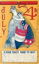 Postcard 4th Of July A Pair Thats Hard To Beat Lady Liberty Bald Eagle picture