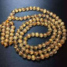7mm 108Pcs Natural Gold Quartz Golden Hair Rutilated Titanium Crystal Bracelet  picture