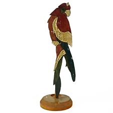 Vintage Folk Art Polychrome Wood Parrot Stand picture
