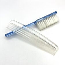 VTG Set Clear Lustro Ware Comb Blue Unbranded Lucite Soft Bristle Brush USA MCM picture