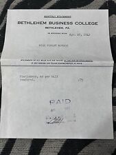 1943 Receipt Bill - Bethlehem Business College PA Stationary 0.75 Paid picture