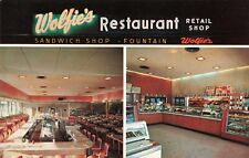 St Petersburg Florida, Wolfie's Restaurant Sandwich Shop Advert Vintage Postcard picture