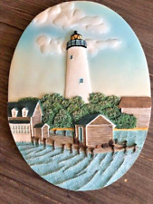 3D Ceramic Ocracoke Light, NC Lighthouse Oval Wall Plaque Picture Decor picture