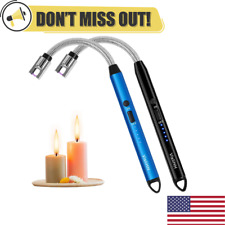 Windproof Arc Lighter Rechargeable Electric Candle BBQGrill Lighter 2Pcs US picture