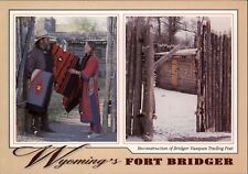 Fort Bridger Wyoming Trading Post two view Indian blankets vintage postcard picture