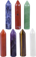 7 PCS Chakra Healing Crystal Wands Single Point 6 Faceted Reiki Stone for Medita picture