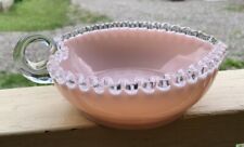 Vintage Fenton Silver Crest Pink Rose  Glass Heart Dish Bowl picture
