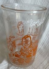 Vintage 1953 Howdy Doody Welch's Juice Glass Orange Clarabell Princess on Train picture