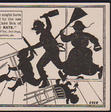 1880's ROUGH ON RATS SILHOUETTE TRADE CARD, WHOLE FAMILY OUT OF CONTROL  C1099 picture