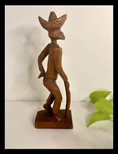 Wooden Man Carved By Hand Mexican Vintage Old Villager Figurine Statue 29cm picture