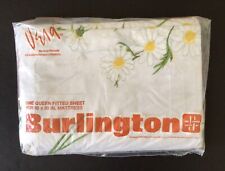 Vintage NOS Vera Burlington Daisy Percale Queen Fitted Sheet picture