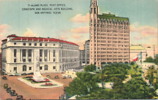 San Antonio Texas Post Office Cenotaph & Medical Arts Building Old Cars Postcard picture