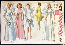 1960s Sz 14 B 36 Wedding Dress Simplicity 7479 Sewing Pattern Bridesmaid VTG picture