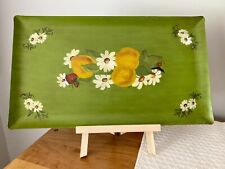 VTG MCM Toleware Metal Tray NASHCO N.Y. Peaches Daisies Strawberries 18.5” L picture
