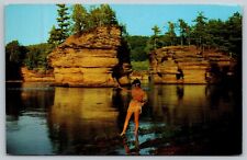 Beauty of the Dells Wisconsin Dells Indian Maiden Vtg 1960s 1966 Postcard picture