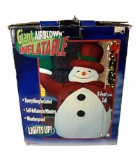 Gemmy Holiday 2003 8’ Inflatable Light Up Snowman Christmas Airblown Fan Rare VG picture