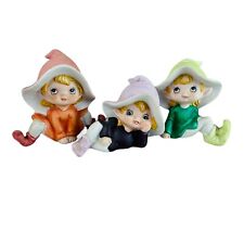 vtg Homco Porcelain Pixies Elves set of three figurines adorable mcm picture