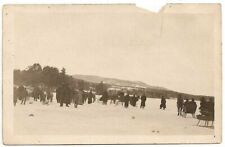 Cyko RPPC Winter Scene People Horse Drawn Sleighs Lake picture