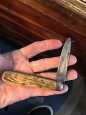 1867-1905 WALKER & HALL SHEFFIELD 1-Blade Jigged Bone Hndls Folding Pocket Knife picture