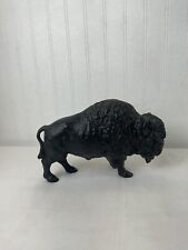 Antique Cast Iron Metal Penny Bank Buffalo American Bison Original | 8x5
