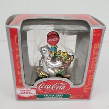 90s Vintage Coca Cola Chrome Plated Porcelain Polar Bear Christmas Ornament  picture