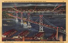 D2244 Night View, San Francisco-Oakland Bay Bridge, San Francisco, CA - Linen PC picture
