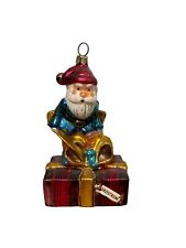Santa Claus on Nordstrom Present Polonaise Glass Christmas Ornament Early 2000's picture