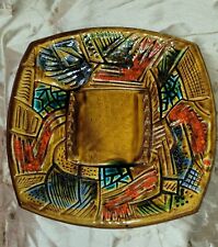 Funky Aztec style California Studio MCM large ashtray- beautiful colors picture