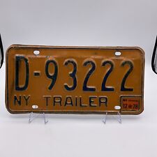 Vintage 1978 New York State Trailer License Plate NY D-93222 picture