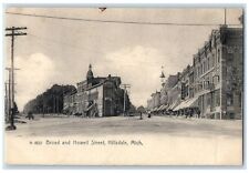 c1905's Broad And Howell Street Business District Hillsdale Michigan MI Postcard picture