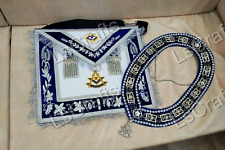 MASONIC PAST MASTER APRON & CHAIN COLLAR and JEWEL BLUE VELVET picture