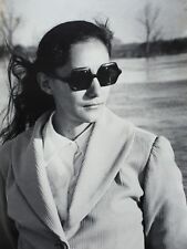 Vintage Photograph 1970's Black White Young Woman in Sunglasses 25911 picture