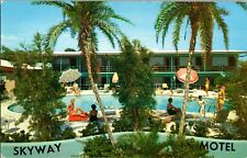 Vtg Postcard Skyway Motel, Sunshine Skyway, St. Petersburg, Fla, Pool Scene, AAA picture