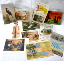 10 Antique Postcards 1907-1914, 1 vtg PC '44, 4 No Date, 1 no writing, 2 linen+ picture
