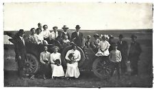 Vintage Old 1917 Photo of Family Reunion Women Men Packed Car Wall South Dakota  picture