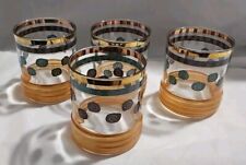 MCM Vintage Rocks Glasses Sakura Sango Sue Zipkin Ribbed Swirls set of 4 *read picture