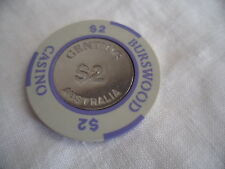 1980s $2 Burswood Casino Gaming Token Chip Crown Perth Western Australia  picture