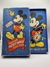 RARE 1939 INGERSOLL MICKEY MOUSE WRISTWATCH SILK CORD BAND & ORIGINAL BOX picture