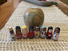 Vintage Terry's Village Wooden World Globe with 8 Nesting Dolls Multicultural picture