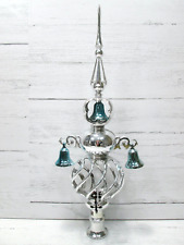 Vintage Carillon Spire Christmas Tree Topper Silver Blue Bell Plastic Bradford picture