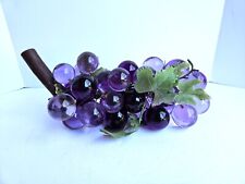 Vintage Large Lucite Grape Cluster - Purple with Wood Stem and Plastic Leaves picture