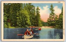 Russell's Point, Ohio OH - Canoeing W1ith a Single Paddle - Vintage Postcard picture