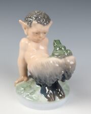 c.1950 Royal Copenhagen Faun with Frog Figurine Porcelain Satyr Figure 1713 picture