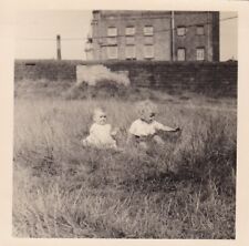 Beautiful c1957 Snapshot Photograph Children Sitting In Garden Baby Toddler picture
