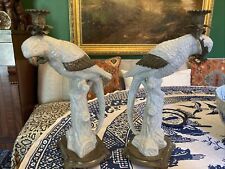 Pair Of Castilian Imports Parrot Candleholders Bronze Ormolu  picture
