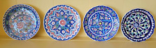 4 Vintage Handmade Turkish Pottery Ceramic Wall Hanging Decorative Plates Signed picture