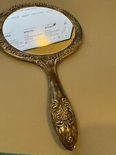 Vintage. Ornate Silver Plated Hand Held Mirror picture