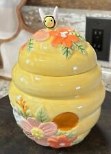 10 Strawberry Street Beehive Honey Bee & Flowers Ceramic Canister 8.5” NWT picture