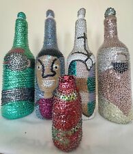 Collection of 5 Vintage Voodoo Altar Sequin Bottles from Haiti picture